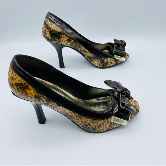 NEW Rampage Reptile Animal Print Bow Stiletto Heels - Picture 4 of 9